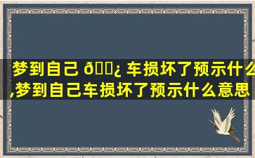 梦到自己 🌿 车损坏了预示什么,梦到自己车损坏了预示什么意思